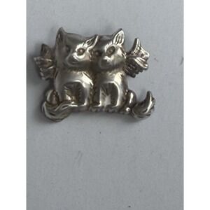 Vintage Sterling Silver 925 Two Cats / Kittens Pin Brooch #448